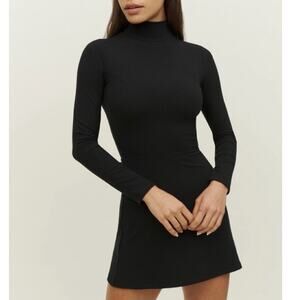 Reformation Maya Knit Mini Dress in Black Size Medium